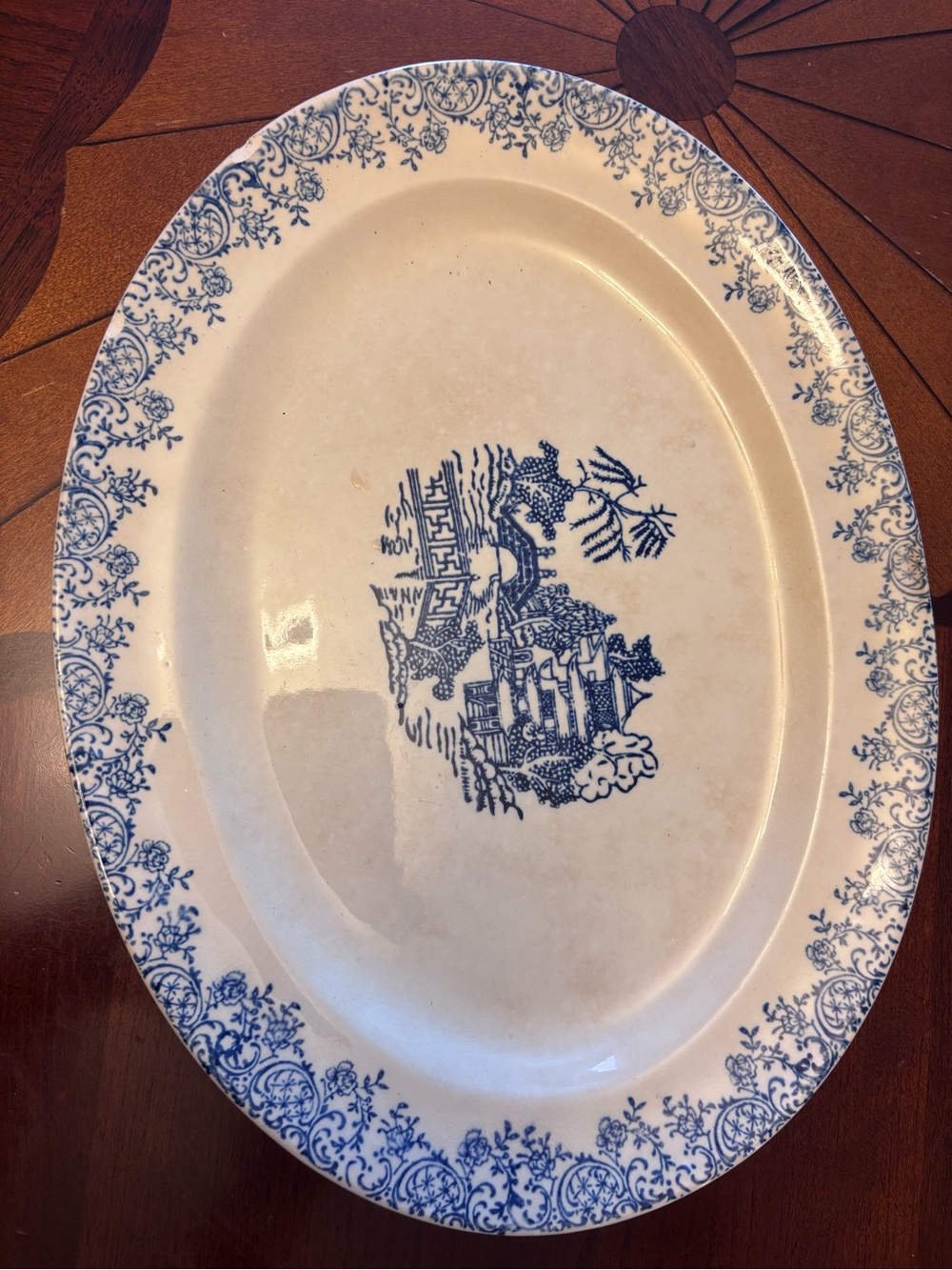 Blue Willow Porcelain Serving Platter - Classic Blue Pattern